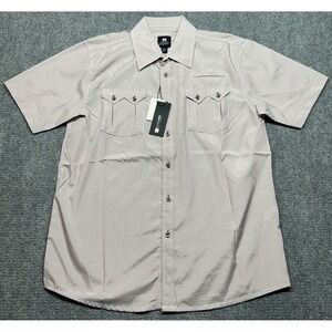 Vintage PJ Mark Shirt Mens L Burgundy Striped Short Sleeve Button Up Y2K New